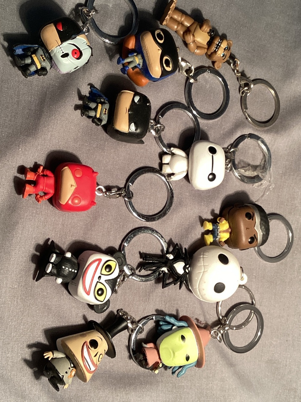 Funko Keychain Figure Set - Red, White, Black, Brown, Tan, Blue, Green, Cream